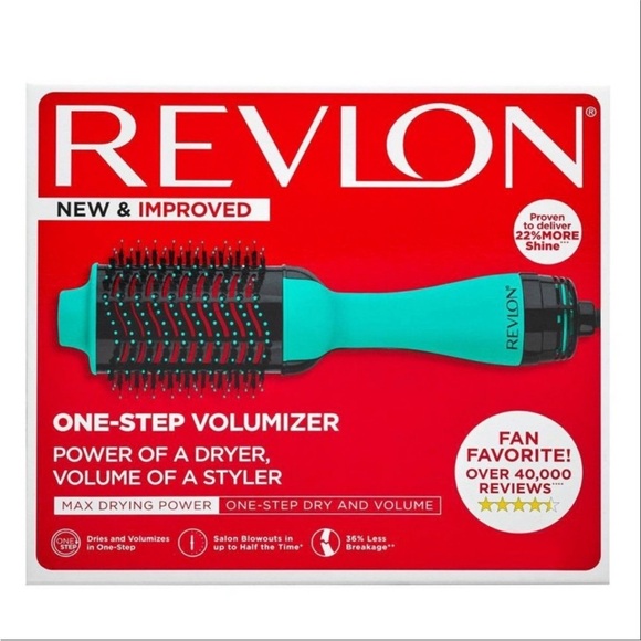 NWOT Revlon Black and Teal One Step Volumizing Hair Dryer Round Brush OS - Picture 1 of 15